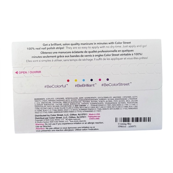 Color Street Pedicure Nail Polish Strips Evening Sky. New in sealed pkg. - Picture 3 of 3